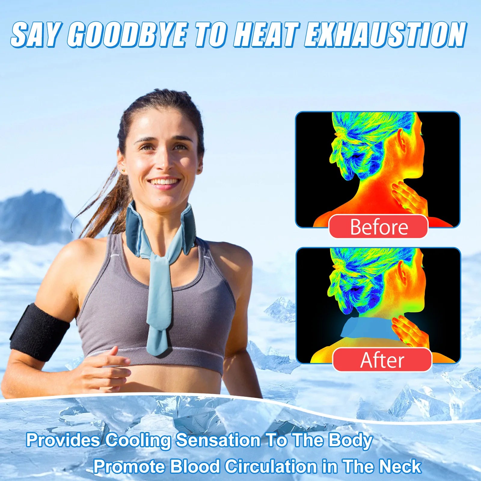 35*9cm Airvoola neck cooling cold sensation ice scarf, reusable.
