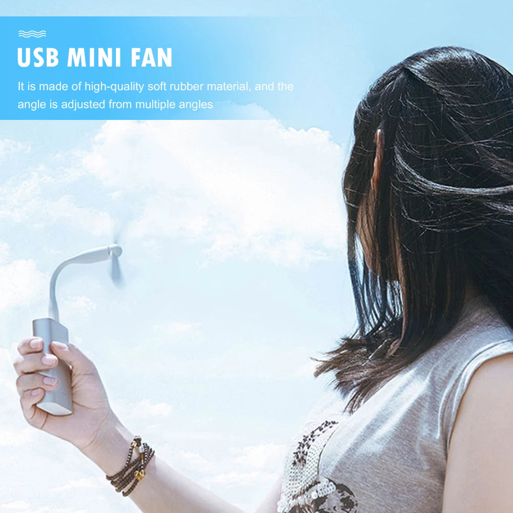 Airvoola Mini USB Fan Flexible Bendable Fan For Power Bank Laptop PC AC Charger Portable Hand Cooling Fan For Computer.