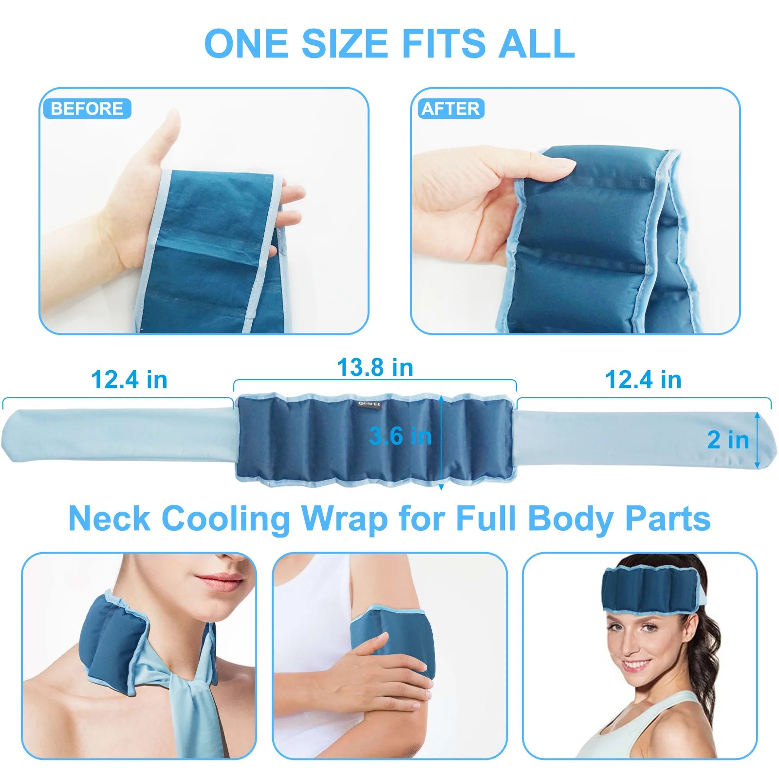 35*9cm Airvoola neck cooling cold sensation ice scarf, reusable.