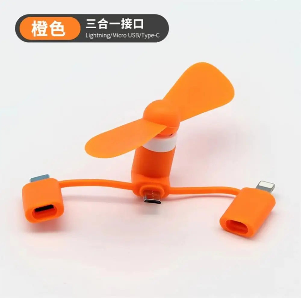 Airvoola 3-In-1 Mini Electric Phone Fan Cooling For Smartphone/Tablet, Type-c, Micro USB, iPhone Lightening,  Mini Fan.