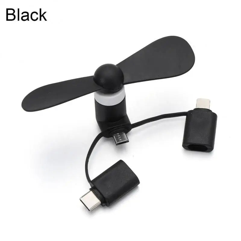 Airvoola 3-In-1 Mini Electric Phone Fan Cooling For Smartphone/Tablet, Type-c, Micro USB, iPhone Lightening,  Mini Fan.