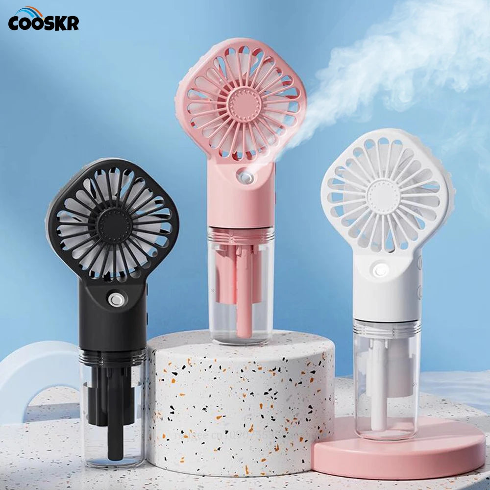 Airvoola Portable Handheld Spray Fan Mini Humidifier Fan 4 Speeds Powerful Wind USB Rechargeable Water Spray Mist Fan.