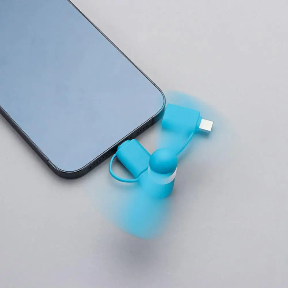 Airvoola 3-In-1 Mini Electric Phone Fan Cooling For Smartphone/Tablet, Type-c, Micro USB, iPhone Lightening,  Mini Fan.