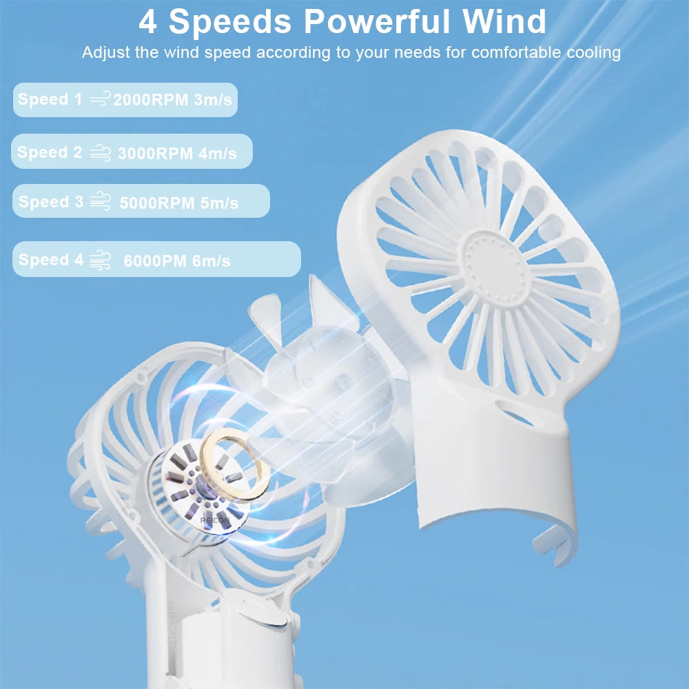 Airvoola Portable Handheld Spray Fan Mini Humidifier Fan 4 Speeds Powerful Wind USB Rechargeable Water Spray Mist Fan.