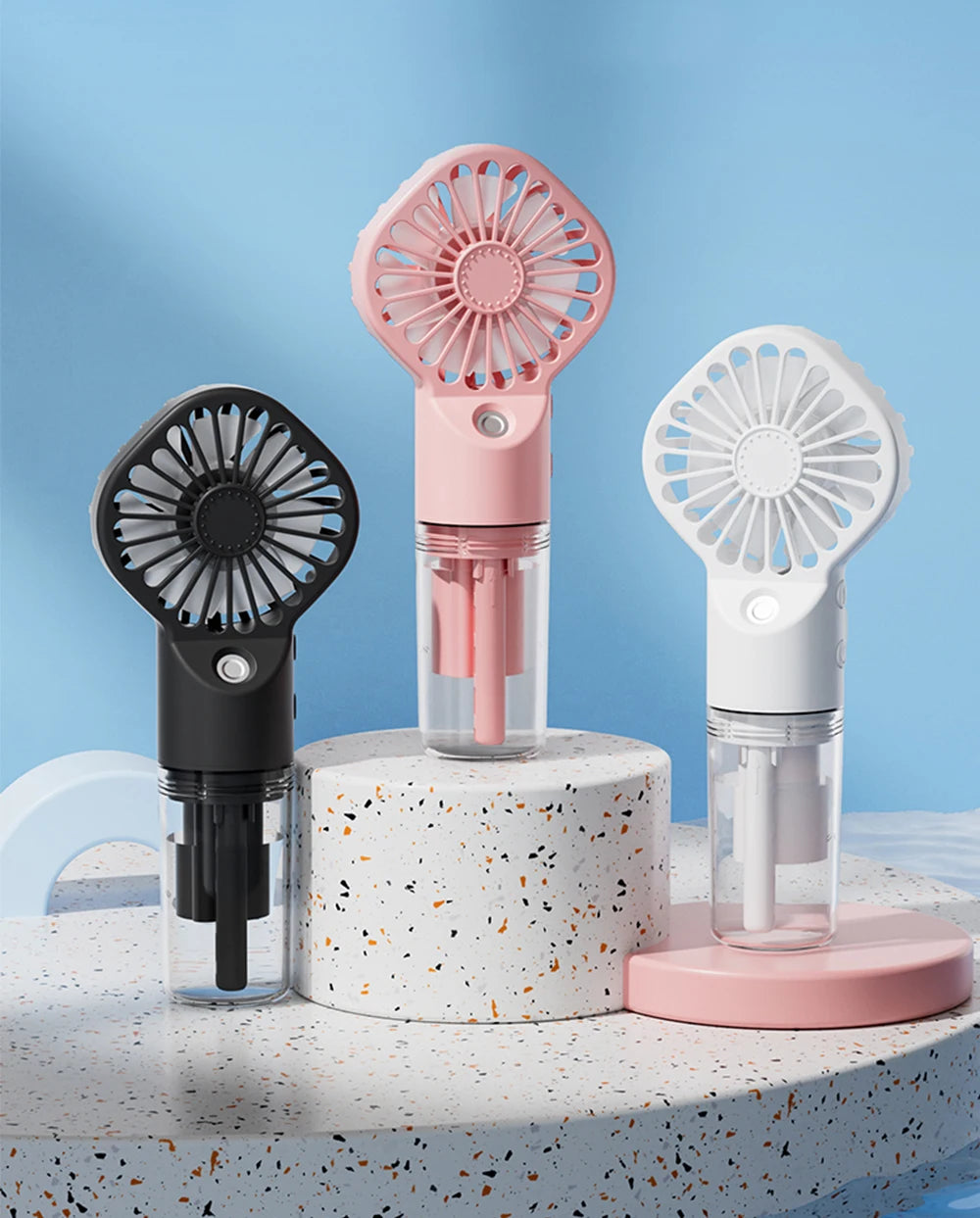 Airvoola Portable Handheld Spray Fan Mini Humidifier Fan 4 Speeds Powerful Wind USB Rechargeable Water Spray Mist Fan.
