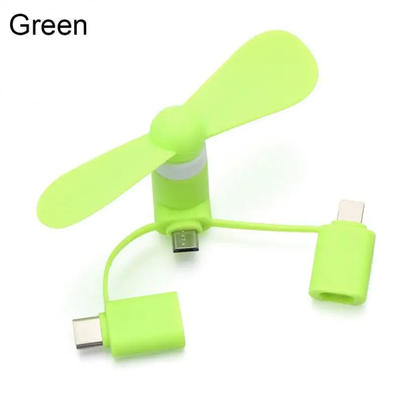 Airvoola 3-In-1 Mini Electric Phone Fan Cooling For Smartphone/Tablet, Type-c, Micro USB, iPhone Lightening,  Mini Fan.