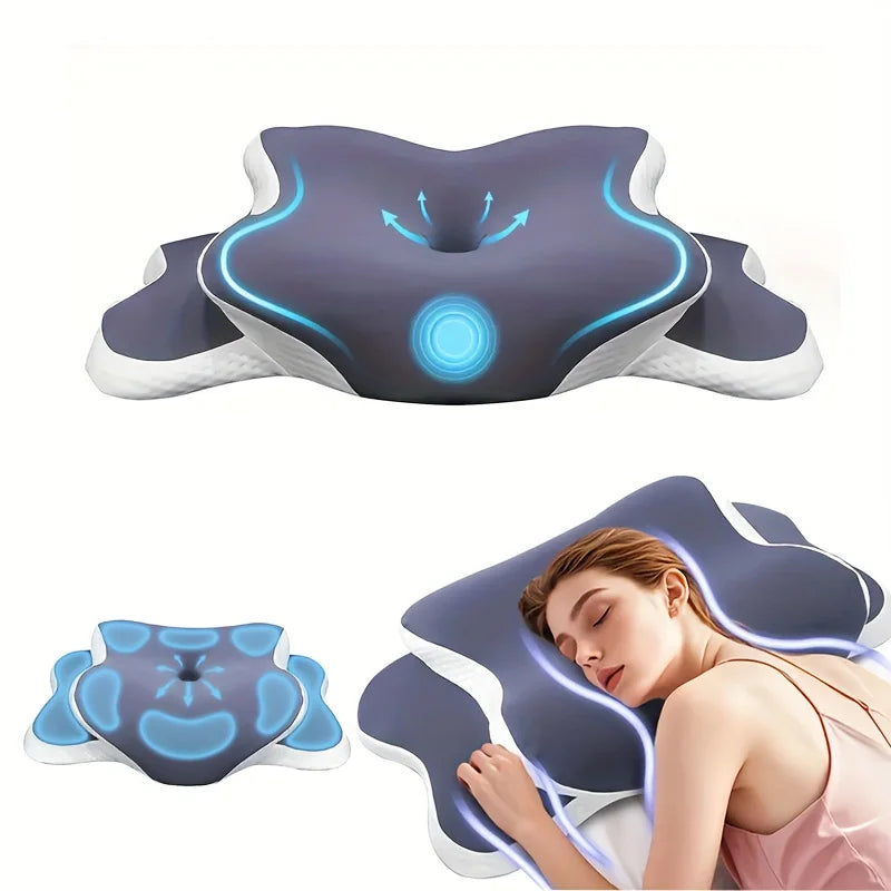 Cooling Neck Pillow - Breathable Memory Foam for Side & Back Sleepers