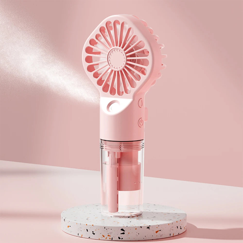 Airvoola Portable Handheld Spray Fan Mini Humidifier Fan 4 Speeds Powerful Wind USB Rechargeable Water Spray Mist Fan.