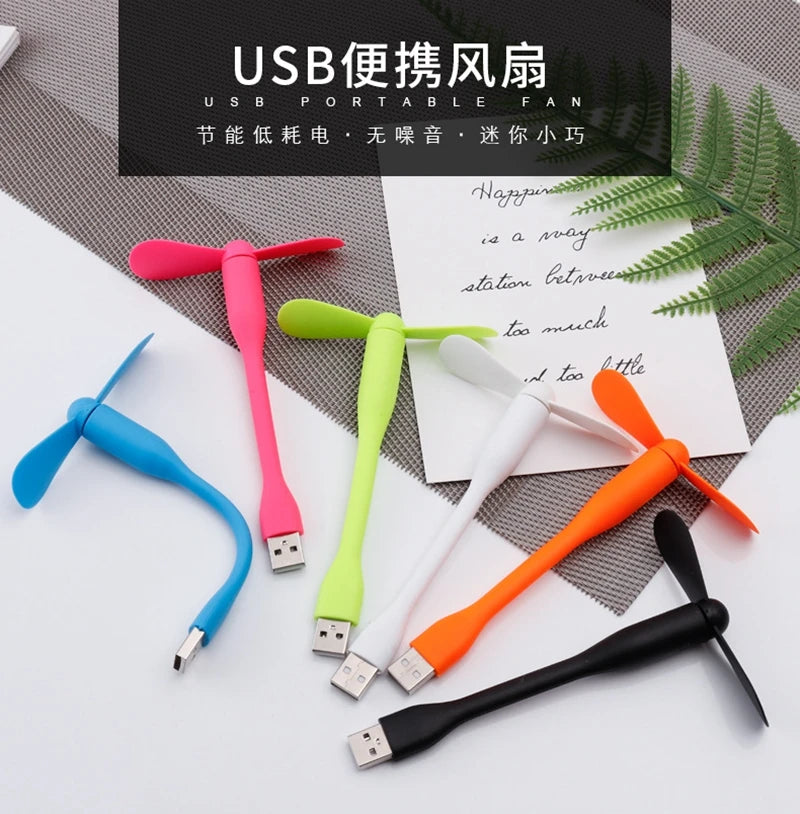 Airvoola Mini USB Fan Flexible Bendable Fan For Power Bank Laptop PC AC Charger Portable Hand Cooling Fan For Computer.