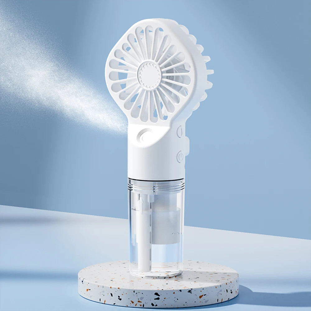 Airvoola Portable Handheld Spray Fan Mini Humidifier Fan 4 Speeds Powerful Wind USB Rechargeable Water Spray Mist Fan.