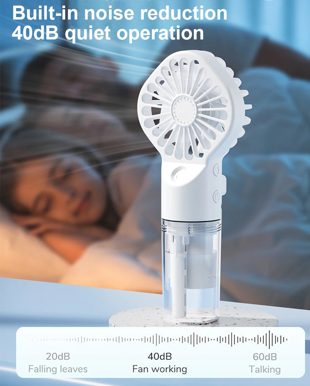 Airvoola Portable Handheld Spray Fan Mini Humidifier Fan 4 Speeds Powerful Wind USB Rechargeable Water Spray Mist Fan.